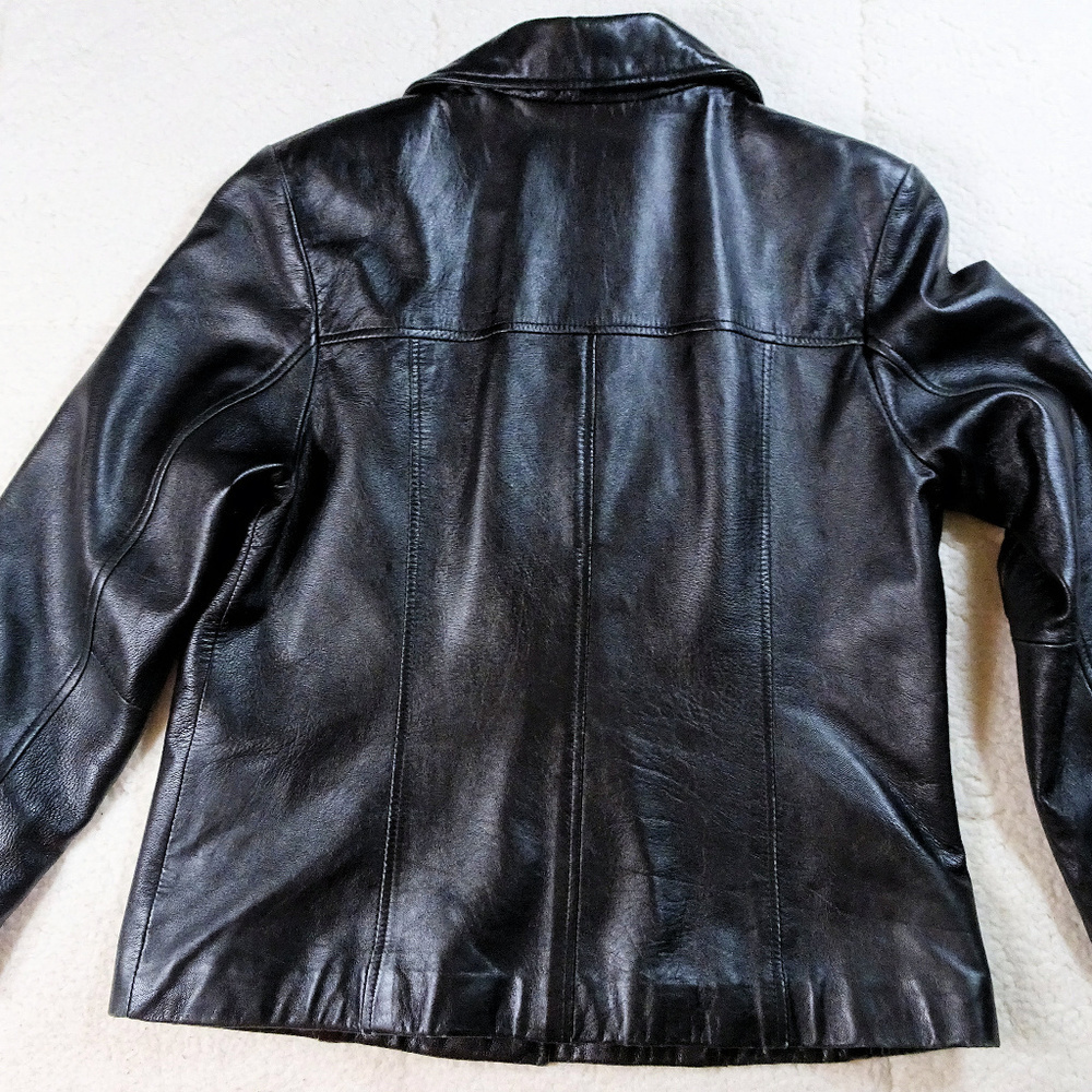Nine West Black Leather Jacket Large - Picture 2 of 5